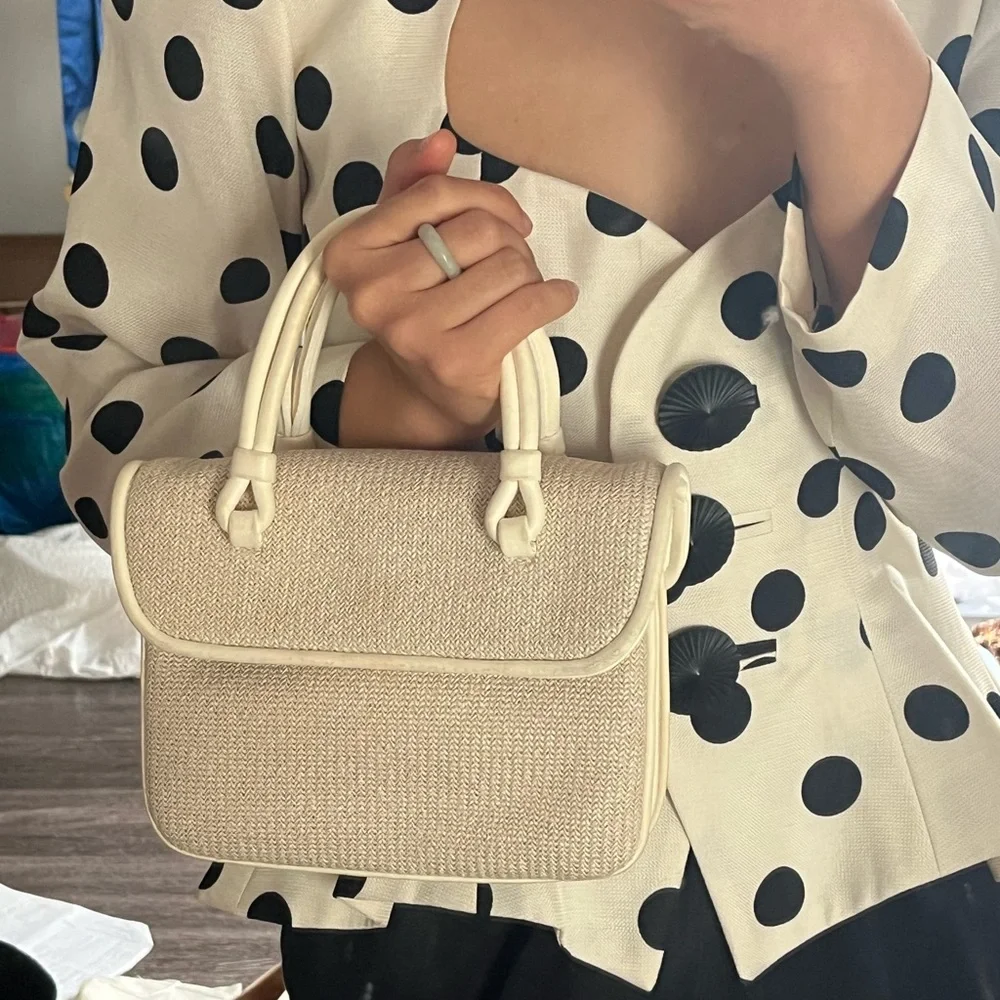 SOLDSOLDSOLDMaryam Nassir Zadeh Lune bag in cream leather and fabric - Picture 5 of 16